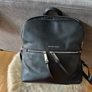Michael Kors Black Leather Backpack - Medium